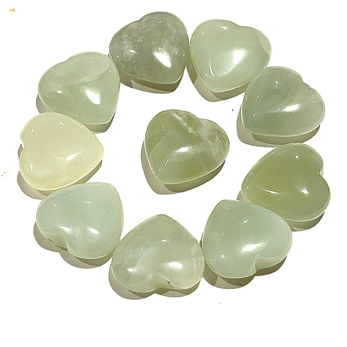 Jadeite, Green, gemstone heart carving / shape