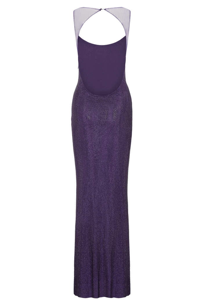 Jasmyn Hot Fix Maxi Dress With Mesh Back - Purple