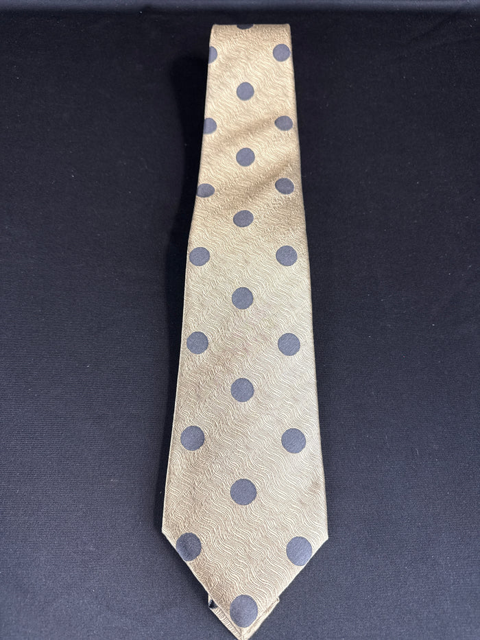 Jhane Barnes Platinum Gold Wave Polka Dot Silk Tie