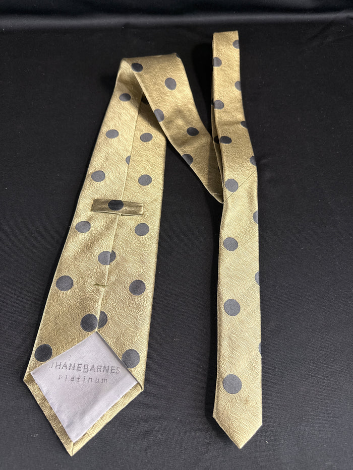 Jhane Barnes Platinum Gold Wave Polka Dot Silk Tie