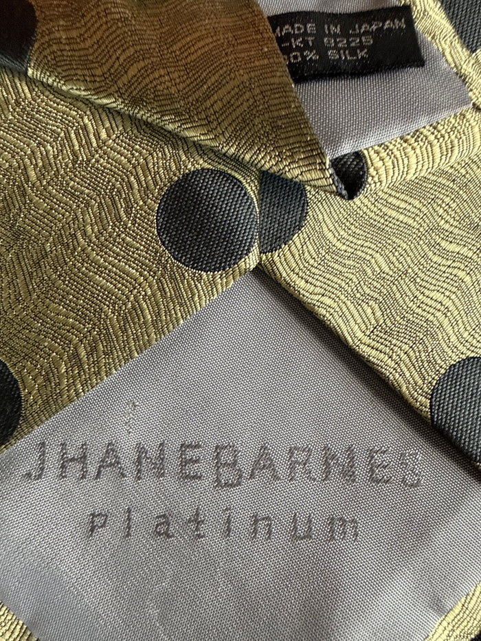 Jhane Barnes Platinum Gold Wave Polka Dot Silk Tie