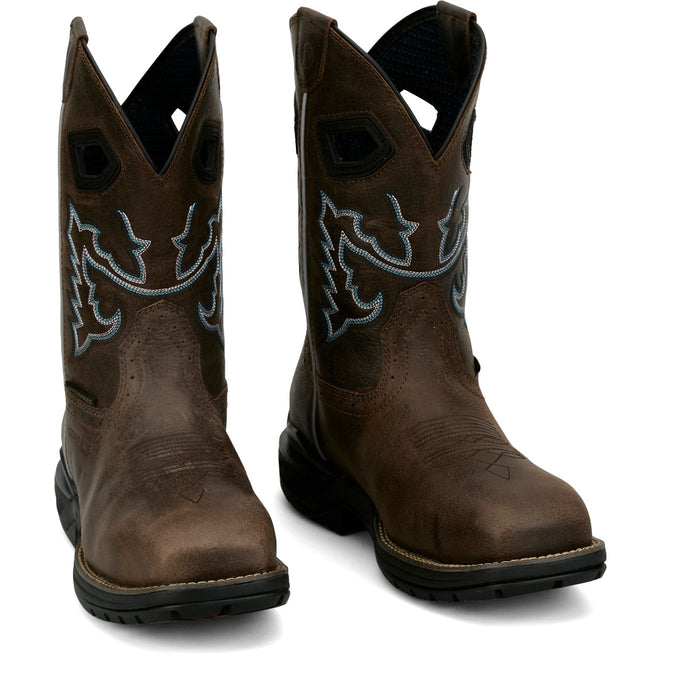 Justin Men's Apprentice 11" Square Toe Nano Composite Work Boot in Brown Water Buffalo