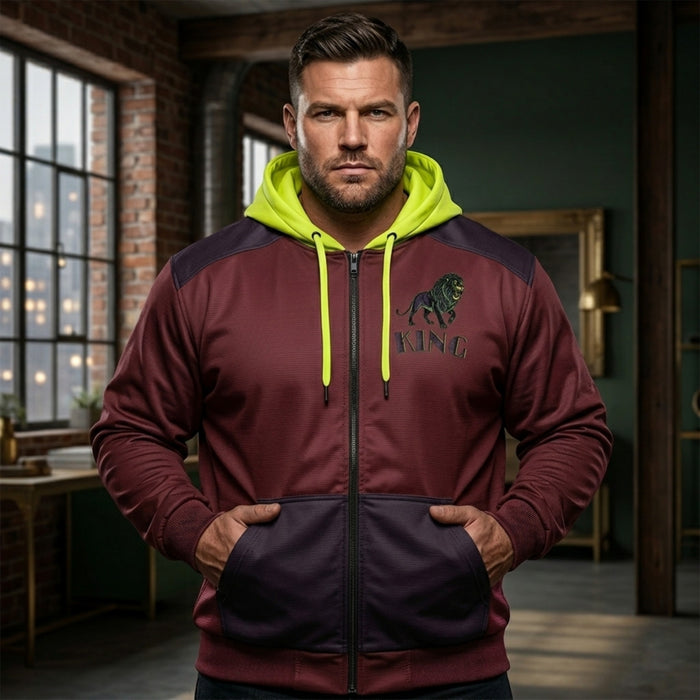 KING 01-02 Men's Designer Triblend Fleece Lined Plus Size Zip Hoodie