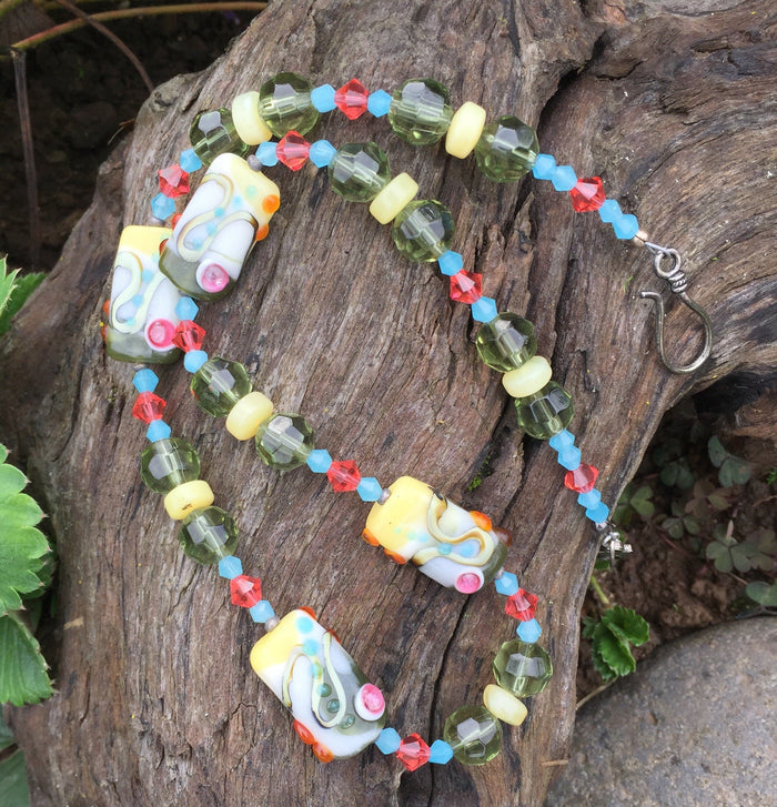 Lampwork Glass Necklace - Tutti Frutti