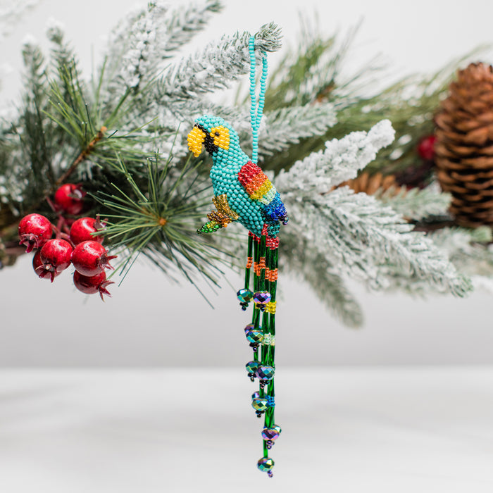 Large Beaded Parrot Ornament