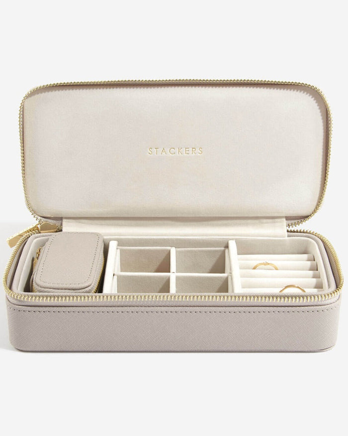 Large Zipped Jewellery Box | Taupe Grey