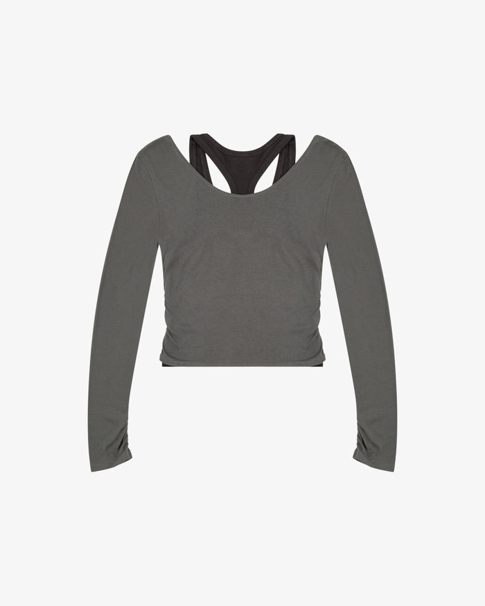 Layered Racer Tank - Charcoal