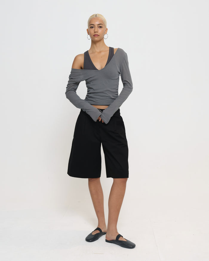 Layered Racer Tank - Charcoal