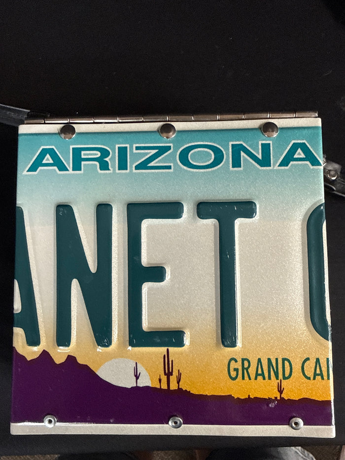 Little Earth Arizona Metal License Plate Bag with Detachable Handle