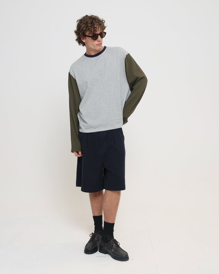 LS Crop Boxy Tee - Grey