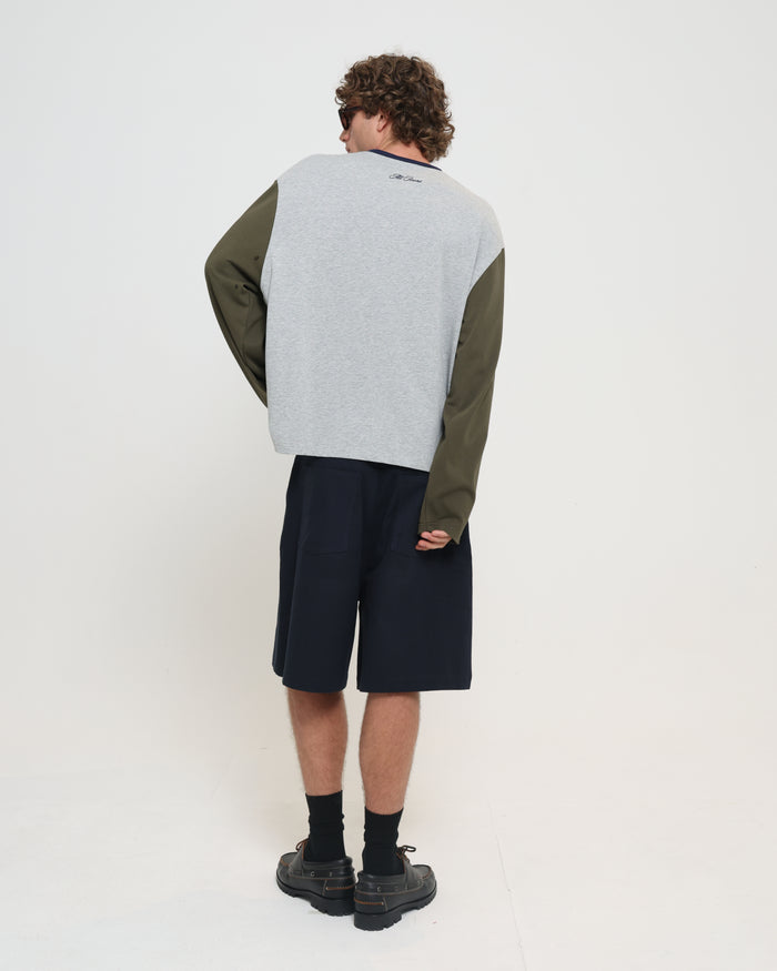 LS Crop Boxy Tee - Grey