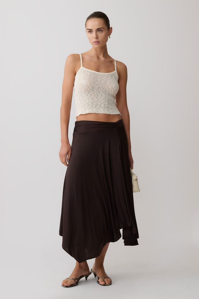 Luu Slinky Midi Skirt - Dark Chocolate
