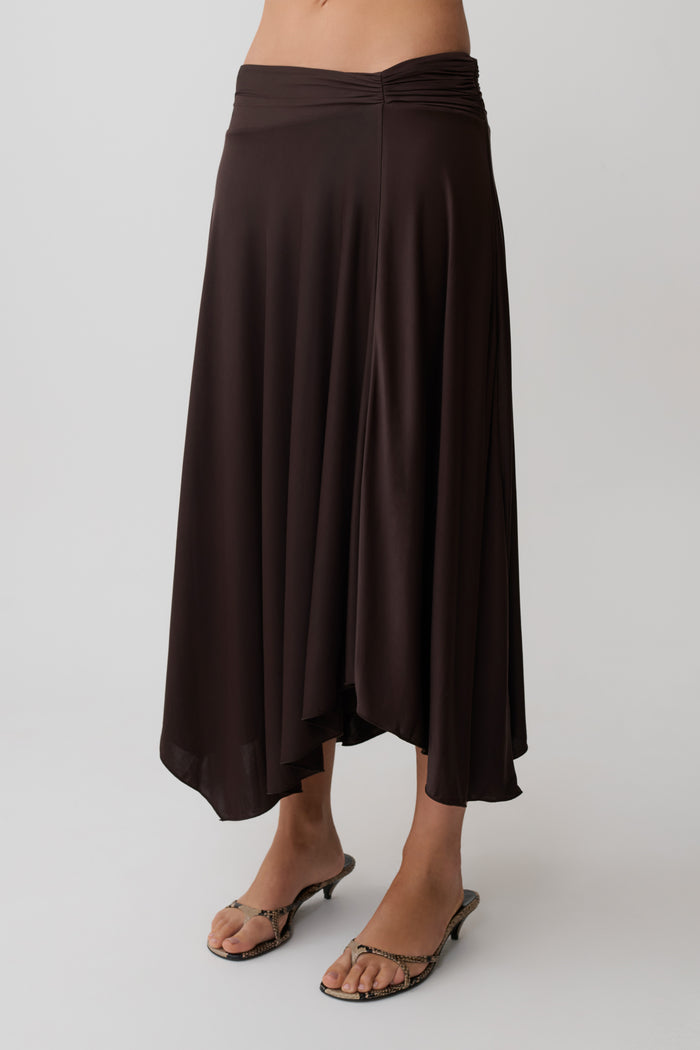 Luu Slinky Midi Skirt - Dark Chocolate