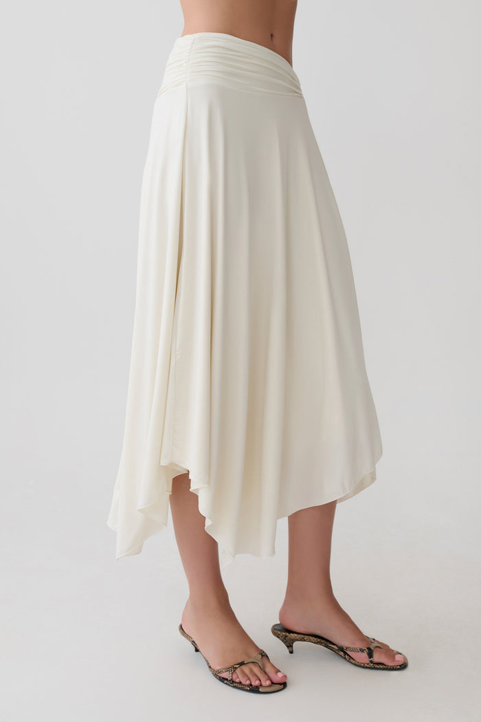 Luu Slinky Midi Skirt - Ivory