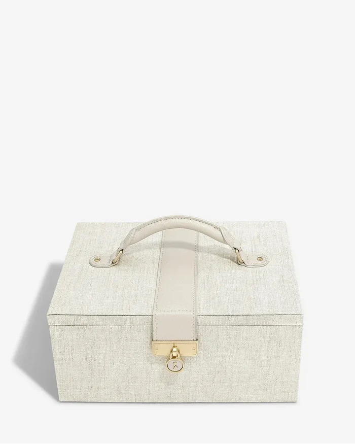 Luxury Classic Jewellery Box | Oatmeal & Linen