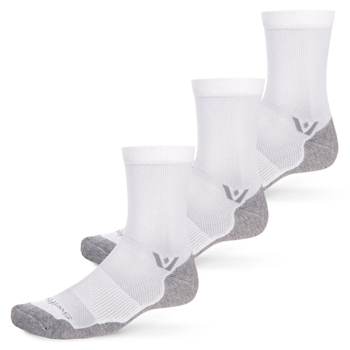 Three pairs of Maxus Mid-Crew socks in white