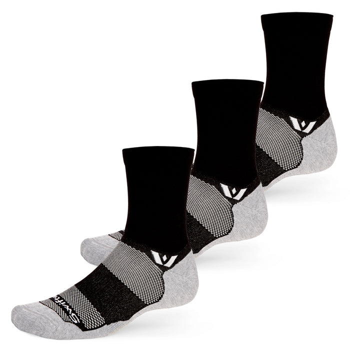 Three pairs of Maxus Mid-Crew socks in black