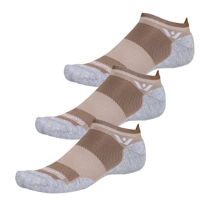 Three pairs of Maxus No Show socks in tan
