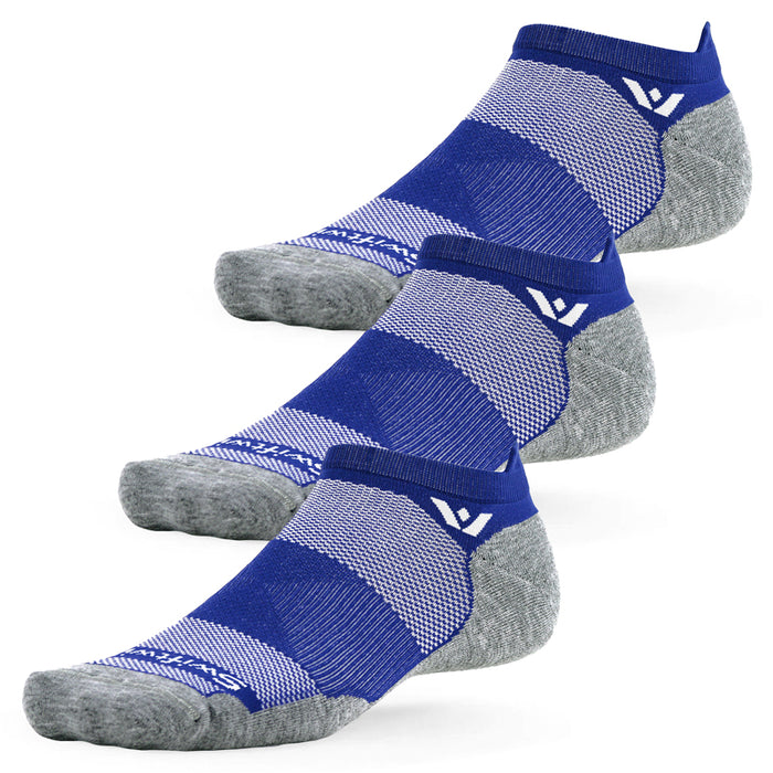 Three pairs of Maxus No Show socks in midnight blue