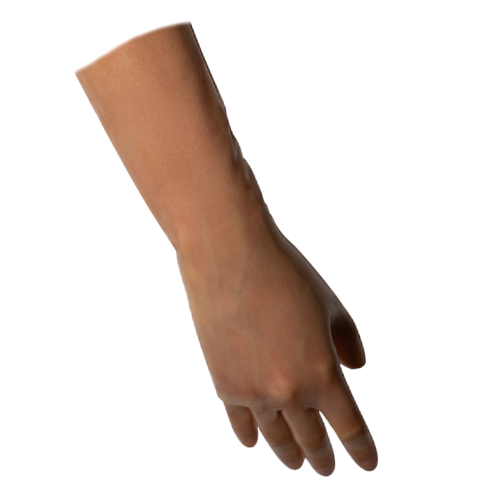 Mid Arm Streamline Latex Gloves READY TO SHIP S / Transparent Natural Womens - Vex Inc. | Latex Clothing