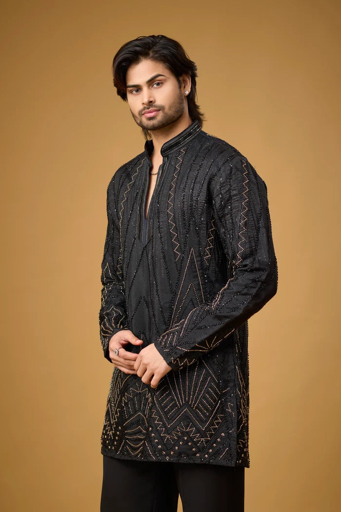 Buy Geometric Kurta Set for Men Online India | Mahavir NX