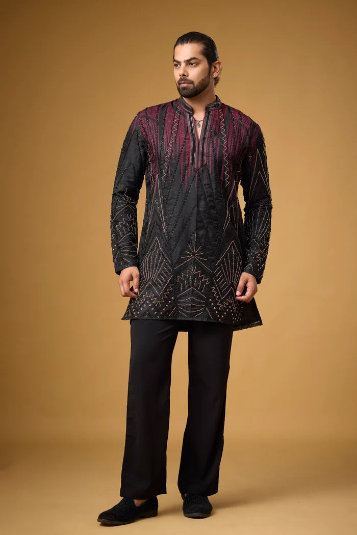 Geometric Sherwani Style Kurta for Men – Wedding Ethnic Wear | Mahavir NX