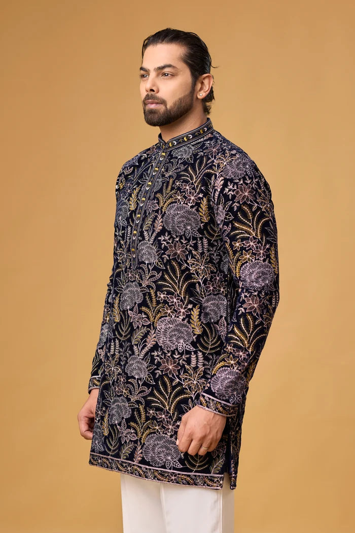 Buy Navy Blue Kurta Set for Men Online India | Mahavir NX