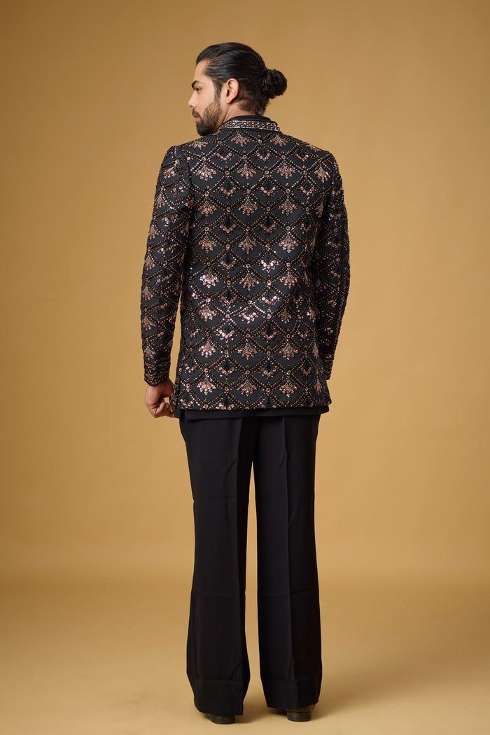 Midnight Noir diamond motif Indo-Western under 30000