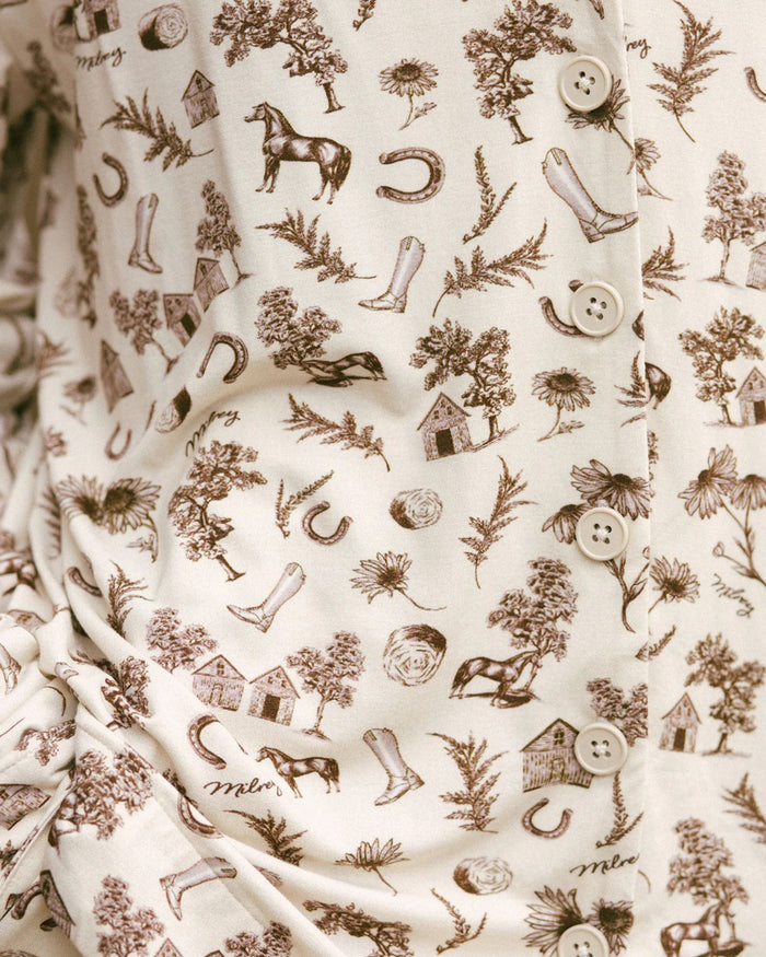 Milrey Countryside Toile Long Sleeve Pyjama Set
