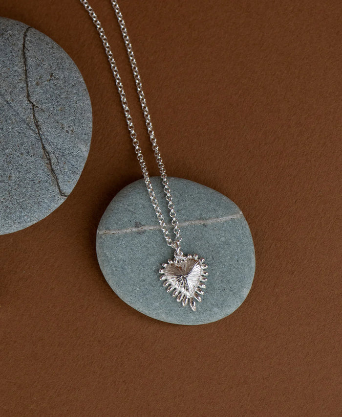 Mini Heart Ray Necklace | Sterling Silver