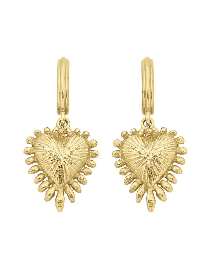 Mini Heart Rays Earrings | 22k Gold Vermeil