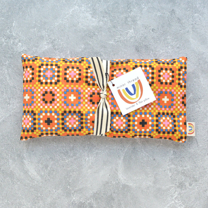 Minor Thread - Oversized Eye Pillow in Granny Squares Cotton: Lavender
