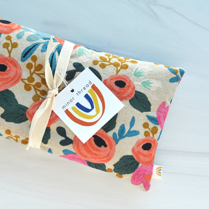 Minor Thread - Oversized Weighted Eye Pillow in Rosa Pink Floral Canvas: Lavender