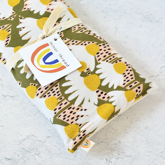 Minor Thread - Weighted Eye Pillow in White Coneflower and Linen: Lavender