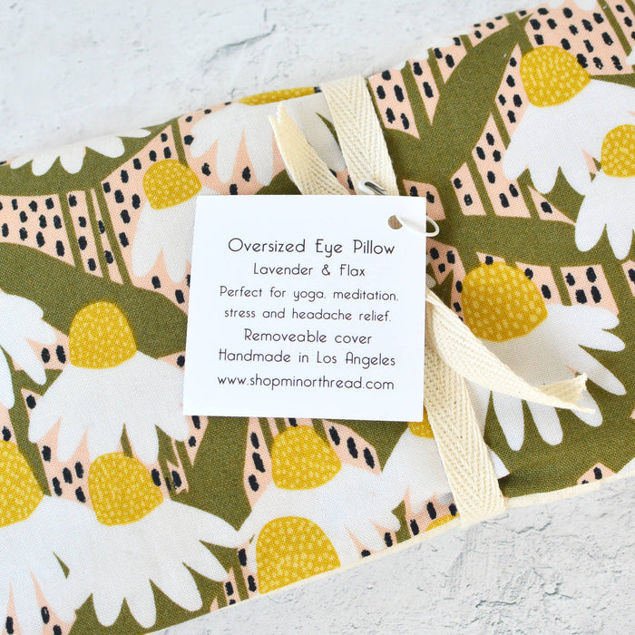 Minor Thread - Weighted Eye Pillow in White Coneflower and Linen: Lavender