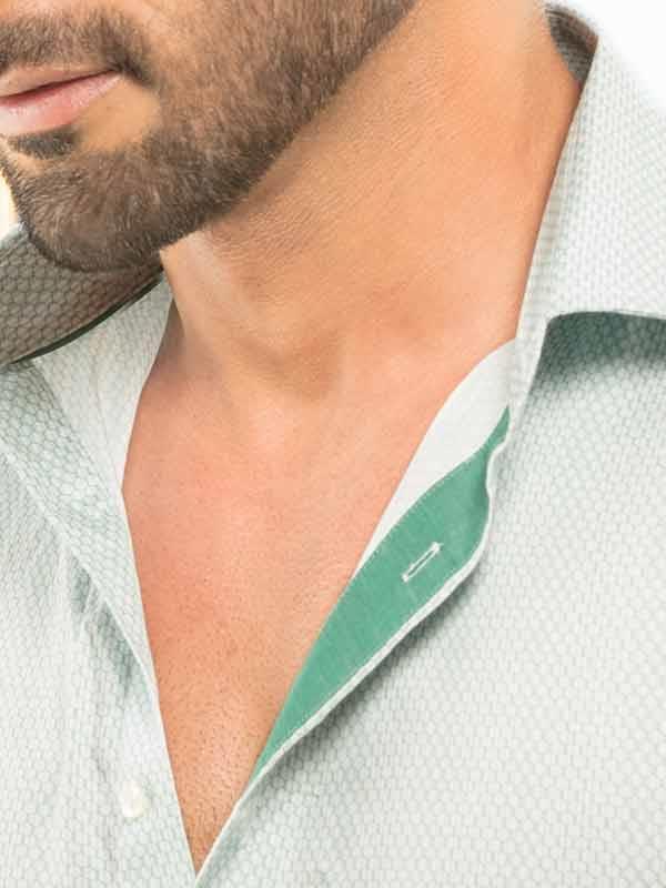 Murphy Green Printed Full Sleeve Single Cuff Slim Fit Party Wear Blended Shirt