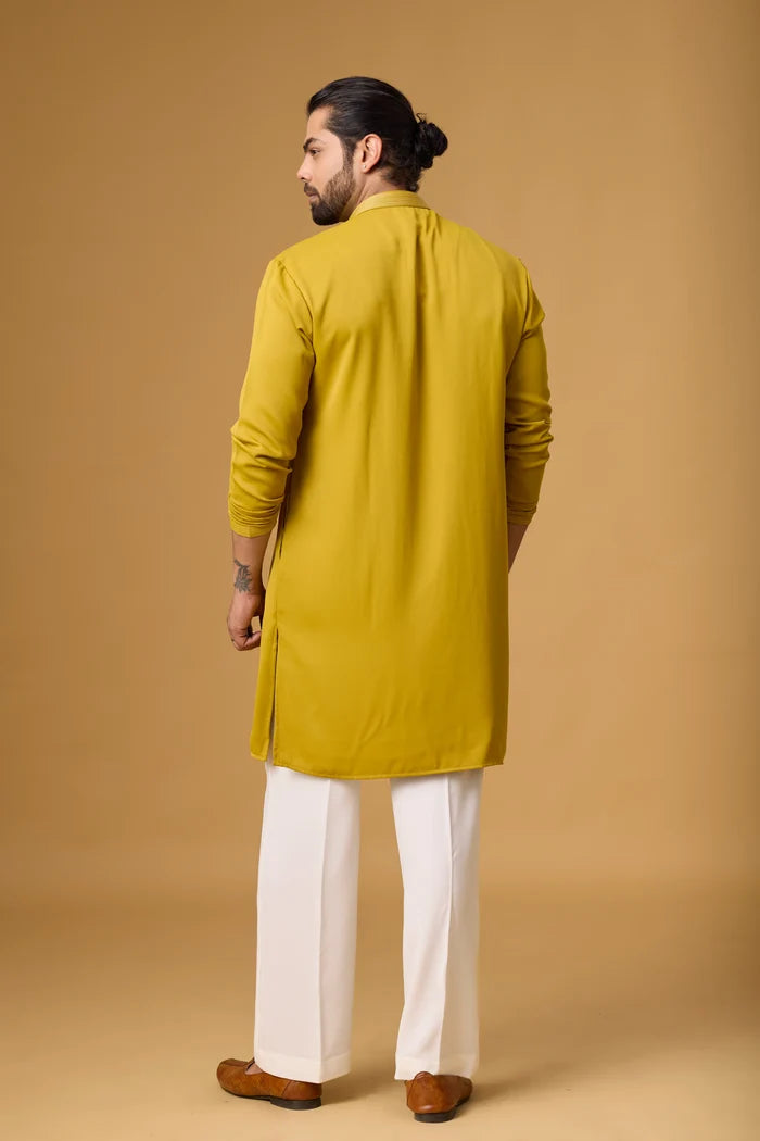 Designer Mustard Ethnic Kurta Set – Side View | Mahavir NX