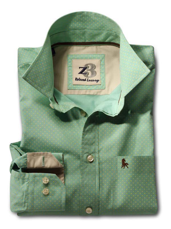 Nadal Green Printed Full sleeve single cuff   Cotton Shirt