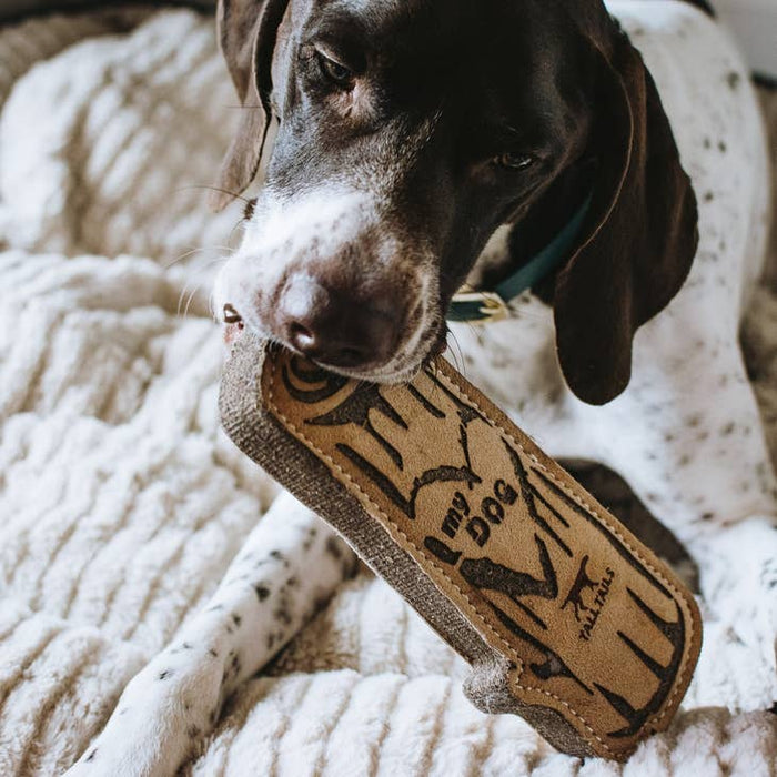 Natural Leather & Wool Love My Dog Log Toy