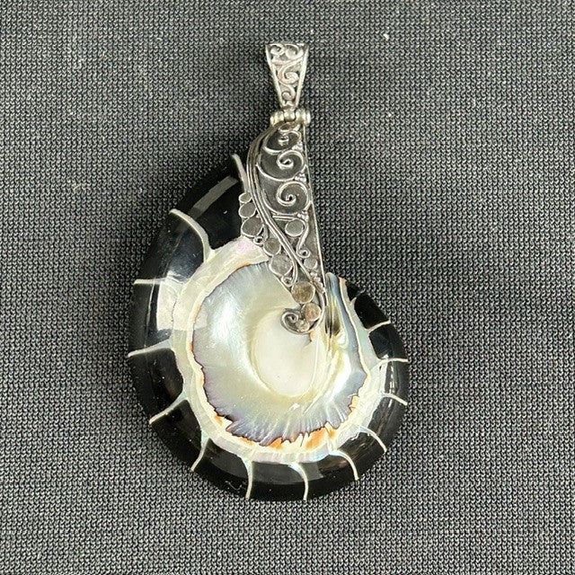 Nautilus Shell Sterling Silver Pendant
