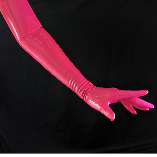 NEON Handmade Long Latex Gloves READY TO SHIP Small / Vibrant Hot Pink Womens - Vex Inc. | Latex Clothing