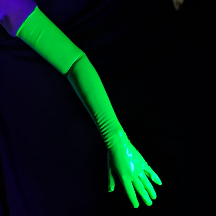 NEON Handmade Long Latex Gloves READY TO SHIP Small / Vibrant Green Womens - Vex Inc. | Latex Clothing