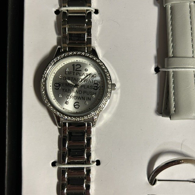 NIB Diamonique Men's Silver Watch