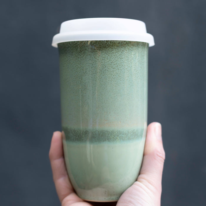 Nova Ceramics Travel Mugs - Emerald 16oz Ceramic Travel Mug – Forest-Inspired & Reusable