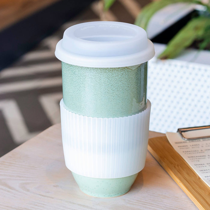 Nova Ceramics Travel Mugs - Emerald 16oz Ceramic Travel Mug – Forest-Inspired & Reusable