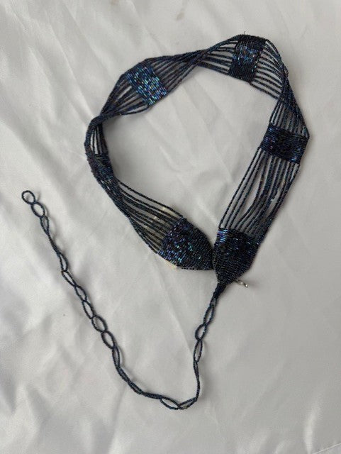 NWT Coldwater Creek Blue Metallic Bead Belt