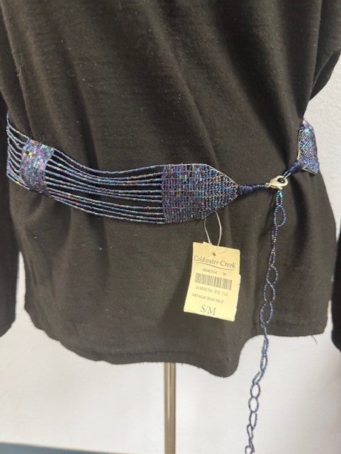 NWT Coldwater Creek Blue Metallic Bead Belt