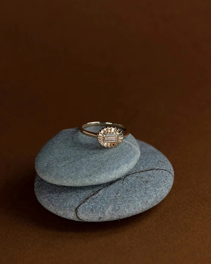 Odette Ring | 22k Gold Plate with Baguette White Topaz