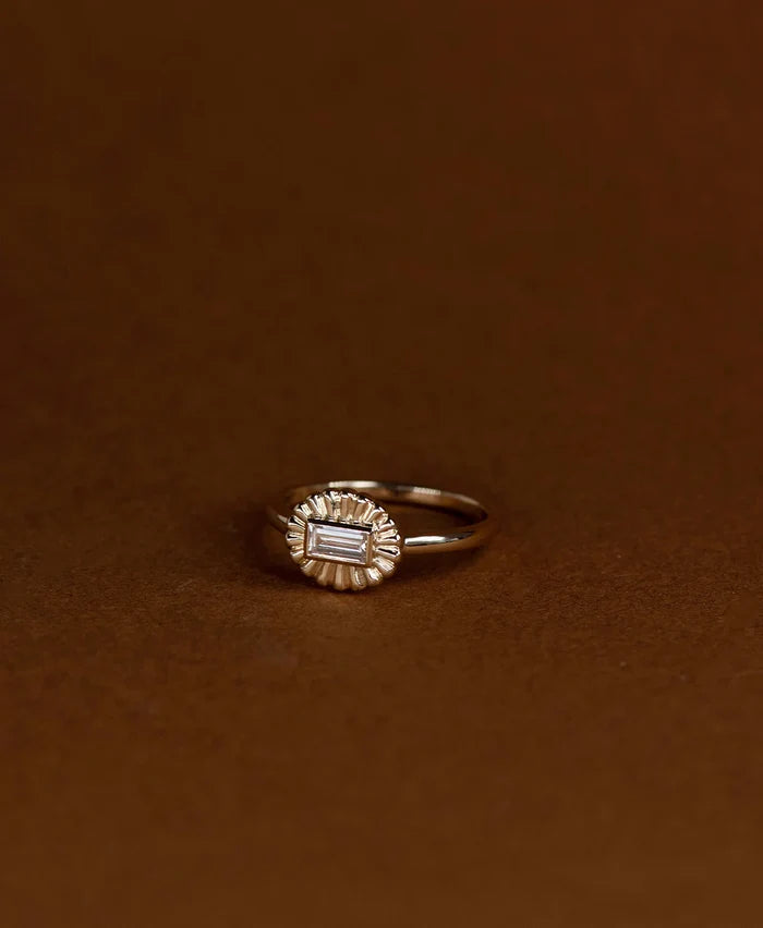 Odette Ring | 22k Gold Plate with Baguette White Topaz