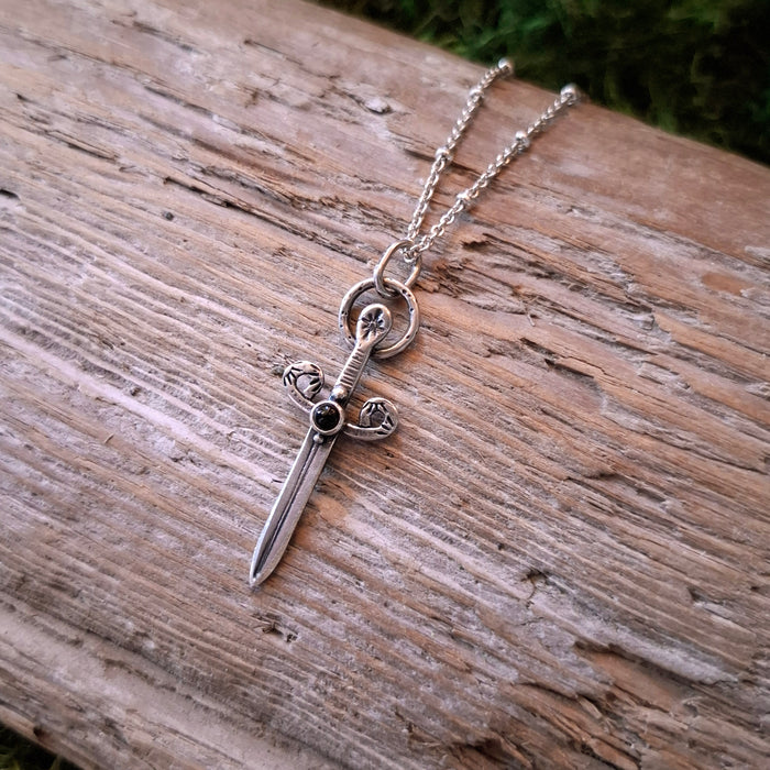 Onyx Sword Sterling Silver Pendant